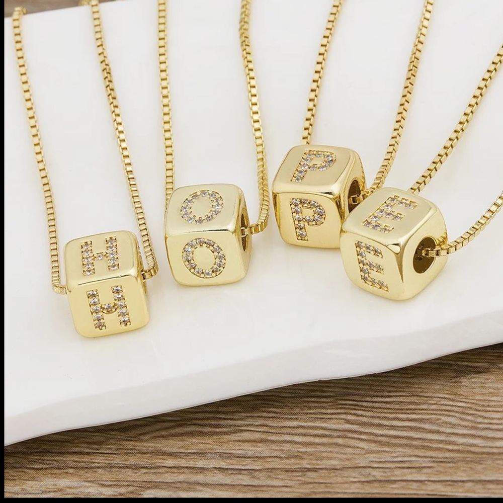 - 18k gold plated letter chain necklace 18”